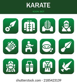 Karate Icon Set. Vektorgrafiken zu Kunai, Wushu und Kampfkünsten