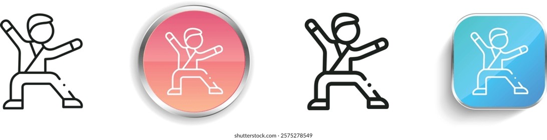 karate icon. Thin Linear, Regular and Button Style Design Isolated On White Background