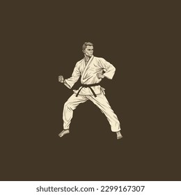 karate illustration Realistic and modern logo