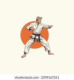 ilustración de karate Logo realista y moderno