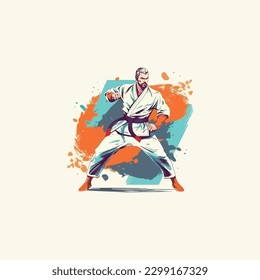 karate illustration Realistic and modern logo