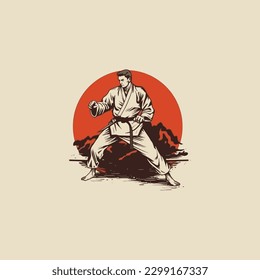 karate illustration Realistic and modern logo