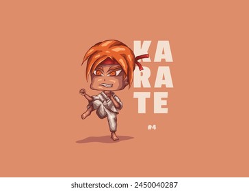 Karate Illustration Vektorgrafik, mit chibi Stil des Charakters
