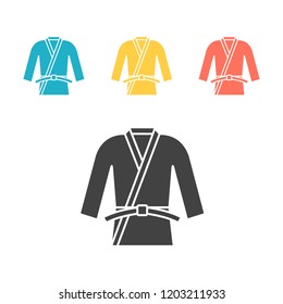 Karate or judo uniform. Kimono icon. Vector signs for web