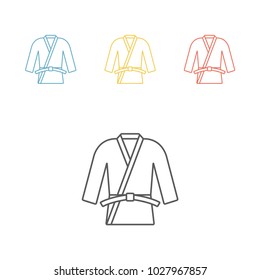 Karate or judo uniform. Kimono line icon