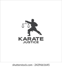 karate justice martial arts scale vector logo template