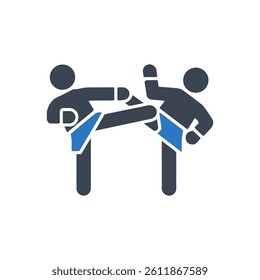 Karate kick action Icon On White Background