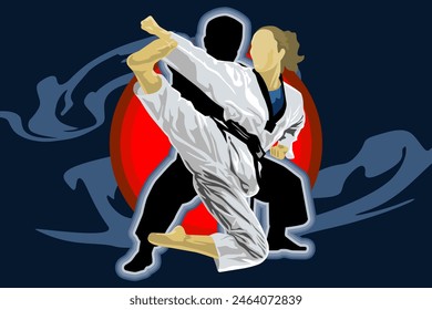 Karate Kick Illustration Design Vektorgrafik