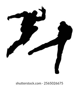 karate kick player silhouette SHapes Drawing Vol 07