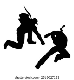 karate kick player silhouette SHapes Drawing Vol 14