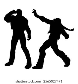 karate kick player silhouette SHapes Drawing Vol 12