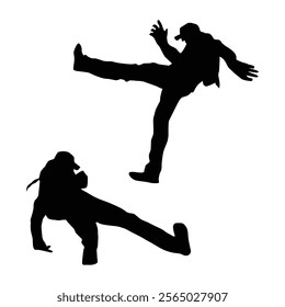 karate kick player silhouette SHapes Drawing Vol 02