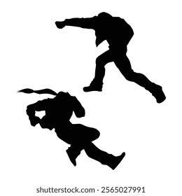 karate kick player silhouette SHapes Drawing Vol 03