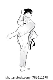 Karate kick pose / Vector material of Japanese culture