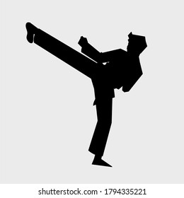 Karate kick position vector illustration. Martial art icon isolated on white background