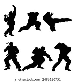 Karate Kick Silhouette Shapes Drawing