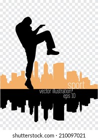 Karate kick. Vector illustration