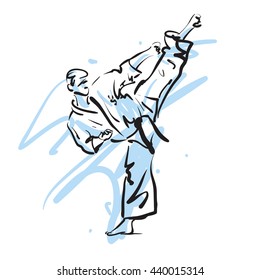 Karate Kick, Vector Illustration