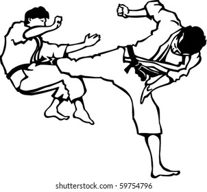 Karate Kick Vector Illustration
