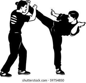 Karate Kick Vector Illustration