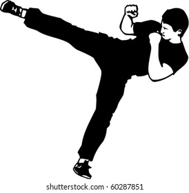 Karate Kick Vector Illustration