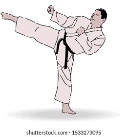 karate kicks, one of the basic techniques in karate