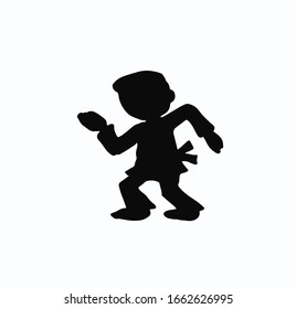 karate kid cartoon silhouette. vector. 