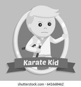 karate kid in emblem black and white style