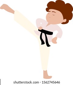 Karate kid illustration vector on white background.