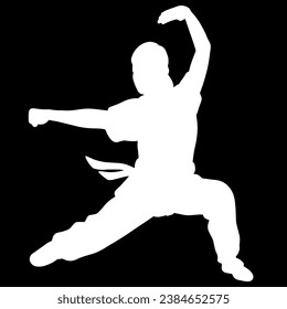 karate kid player silhouette vector