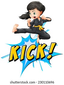 Karate kik with girl and wording