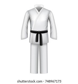 Karate kimono isolated on white photo-realistic vector illustration