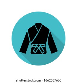 Icono de la sombra larga Karate kimono. Glifo simple, vector plano de iconos de flecha para ui y ux, sitio web o aplicación móvil