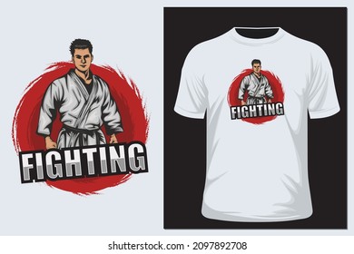 A karate knight prepares for battle for t shirt and sticker design