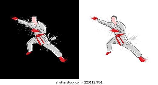 Karate kumite Kizame coloring pose