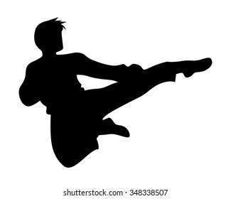 Karate Kung Fu Side Kick Silhouette