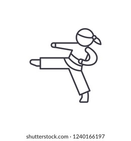 Karate line icon concept. Karate vector linear illustration, symbol, sign