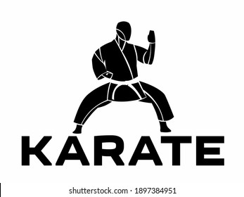 Karate Logo. Schwarz-Weiß-Zeichnung eines Kämpfers