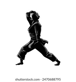 Karate logo design. Karate Martial art Fighter Illustration vector template