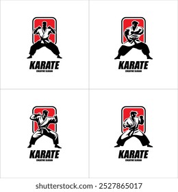 Diseño de logo de karate. Karate Arte marcial Luchador Ilustración Vector Plantilla