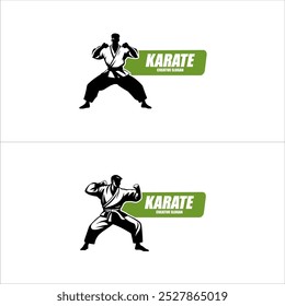 Diseño de logo de karate. Karate Arte marcial Luchador Ilustración Vector Plantilla