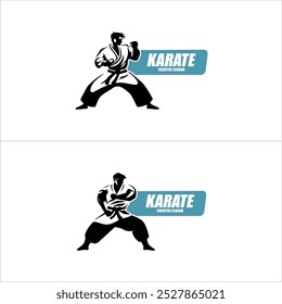 Diseño de logo de karate. Karate Arte marcial Luchador Ilustración Vector Plantilla