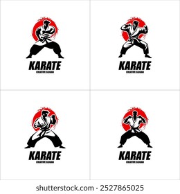 Diseño de logo de karate. Karate Arte marcial Luchador Ilustración Vector Plantilla