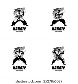 Diseño de logo de karate. Karate Arte marcial Luchador Ilustración Vector Plantilla