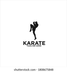 karate logo design silhouette icon vector