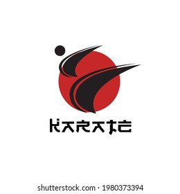 karate logo design vector and flag japanese