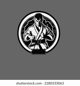 karate Logo design. Vector icon illustration of simple minimalist karate.