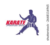 Karate logo design vector. Silhouette Karate Fighter Template Illustration