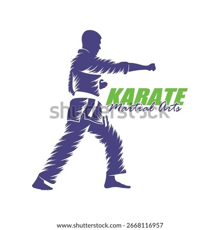 Karate logo design vector. Silhouette Karate Fighter Template Illustration