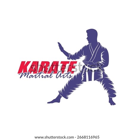 Karate logo design vector. Silhouette Karate Fighter Template Illustration